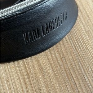 Karl Lagerfeld Black Eyeglass Sunglasses Case Faux Leather Zip Closure